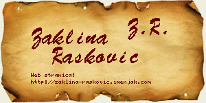 Žaklina Rašković vizit kartica